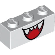 LEGO® los onderdeel Steen met Motief in kleur Wit 3622pb124