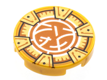 Plaatje in Gallery viewer laden, LEGO® onderdeel Tegel Rond met Motief Parel Goud 14769pb0501
