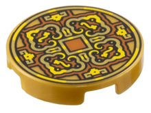 Plaatje in Gallery viewer laden, LEGO® onderdeel Tegel Rond met Motief Parel Goud 14769pb0726