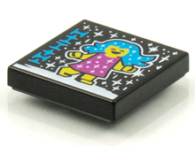 Plaatje in Gallery viewer laden, LEGO® los onderdeel Tegel met Motief Zwart 3068bpb1555
