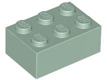 Plaatje in Gallery viewer laden, LEGO® los onderdeel Steen in kleur Zandgroen 3002