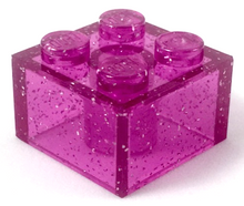 Plaatje in Gallery viewer laden, LEGO® onderdeel Steen Glitter Doorzichtig Donkerroze 3003