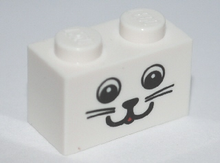 Plaatje in Gallery viewer laden, LEGO® los onderdeel Steen met Motief in kleur Wit 3004pb080