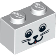 Plaatje in Gallery viewer laden, LEGO® los onderdeel Steen met Motief in kleur Wit 3004pb080