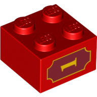LEGO® los onderdeel Steen met Motief in kleur Rood 3003pb027