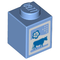 Plaatje in Gallery viewer laden, LEGO® los onderdeel Steen met Motief Medium Blauw 3005pb016