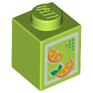 Plaatje in Gallery viewer laden, LEGO® los onderdeel Steen met Motief Limoen 3005pb017