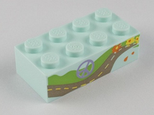 Plaatje in Gallery viewer laden, LEGO® los onderdeel Steen met Motief Licht Aqua 3001pb083