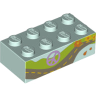 Plaatje in Gallery viewer laden, LEGO® los onderdeel Steen met Motief Licht Aqua 3001pb083