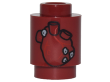 Plaatje in Gallery viewer laden, LEGO® onderdeel Steen Rond met Motief Donkerrood 3062pb035