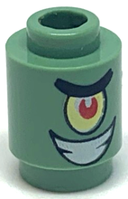 Plaatje in Gallery viewer laden, LEGO® onderdeel Steen Rond met Motief Zandgroen 3062pb038