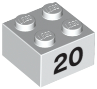 LEGO® los onderdeel Steen met Motief in kleur Wit 3003pb054