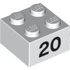 LEGO® los onderdeel Steen met Motief in kleur Wit 3003pb054