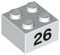LEGO® los onderdeel Steen met Motief in kleur Wit 3003pb060
