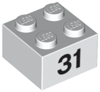 LEGO® los onderdeel Steen met Motief in kleur Wit 3003pb065
