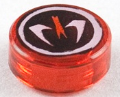 LEGO® Tegel Rond met Motief Doorzichtig Rood 98138pb002