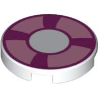 Plaatje in Gallery viewer laden, LEGO® los onderdeel Tegel Rond met Motief Wit 14769pb002