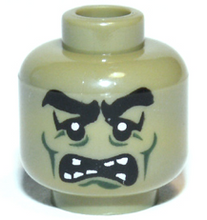 Plaatje in Gallery viewer laden, LEGO® los onderdeel Hoofd in kleur Olijfgroen 3626pb0772