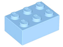 Plaatje in Gallery viewer laden, LEGO® los onderdeel Steen in kleur Helder Lichtblauw 3002