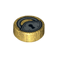 Plaatje in Gallery viewer laden, LEGO® onderdeel Tegel Rond met Motief Parel Goud 98138pb012