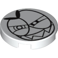 LEGO® los onderdeel Tegel Rond met Motief Wit 14769pb005
