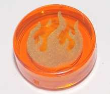 LEGO® Tegel Rond met Motief Doorzichtig Oranje 98138pb022