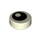 LEGO® Tegel Rond met Motief Gloed In Donker Wit 98138pb007