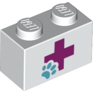Plaatje in Gallery viewer laden, LEGO® los onderdeel Steen met Motief in kleur Wit 3004pb126