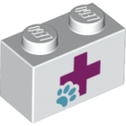 LEGO® los onderdeel Steen met Motief in kleur Wit 3004pb126