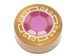LEGO® onderdeel Tegel Rond met Motief Parel Goud 98138pb026