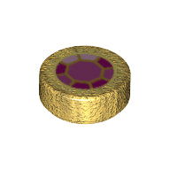 Plaatje in Gallery viewer laden, LEGO® onderdeel Tegel Rond met Motief Parel Goud 98138pb026