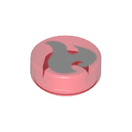 Plaatje in Gallery viewer laden, LEGO® Tegel Rond met Motief Doorzichtig Rood 98138pb032