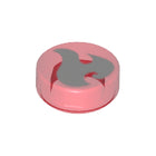 LEGO® Tegel Rond met Motief Doorzichtig Rood 98138pb032