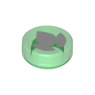 Plaatje in Gallery viewer laden, LEGO® Tegel Rond met Motief Doorzichtig Groen 98138pb030