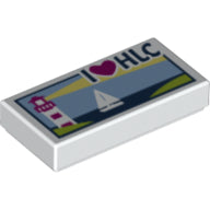 Plaatje in Gallery viewer laden, LEGO® los onderdeel Tegel met Motief in kleur Wit 3069pb0382
