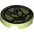 LEGO® Tegel Rond met Motief Geelachtig Groen 14769pb057
