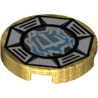 LEGO® onderdeel Tegel Rond met Motief Parel Goud 14769pb058