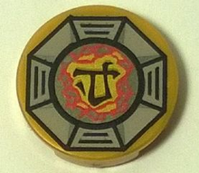 Plaatje in Gallery viewer laden, LEGO® onderdeel Tegel Rond met Motief Parel Goud 14769pb056