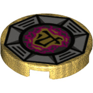 Plaatje in Gallery viewer laden, LEGO® onderdeel Tegel Rond met Motief Parel Goud 14769pb056