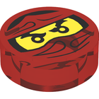 LEGO® Tegel Rond met Motief Doorzichtig Rood 98138pb048