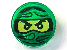 Plaatje in Gallery viewer laden, LEGO® Tegel Rond met Motief Doorzichtig Groen 98138pb047