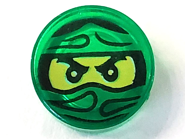 LEGO® Tegel Rond met Motief Doorzichtig Groen 98138pb047
