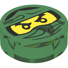 Plaatje in Gallery viewer laden, LEGO® Tegel Rond met Motief Doorzichtig Groen 98138pb047