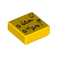 Plaatje in Gallery viewer laden, LEGO® los onderdeel Tegel met Motief in kleur Geel 3070pb093
