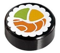 LEGO® los onderdeel Tegel Rond met Motief Zwart 98138pb038