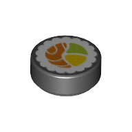 Plaatje in Gallery viewer laden, LEGO® los onderdeel Tegel Rond met Motief Zwart 98138pb038