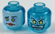 Plaatje in Gallery viewer laden, LEGO® los onderdeel Hoofd Doorzichtig Lichtblauw 3626pb1845