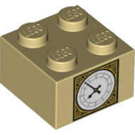 Plaatje in Gallery viewer laden, LEGO® los onderdeel Steen met Motief Geelbruin 3003pb091