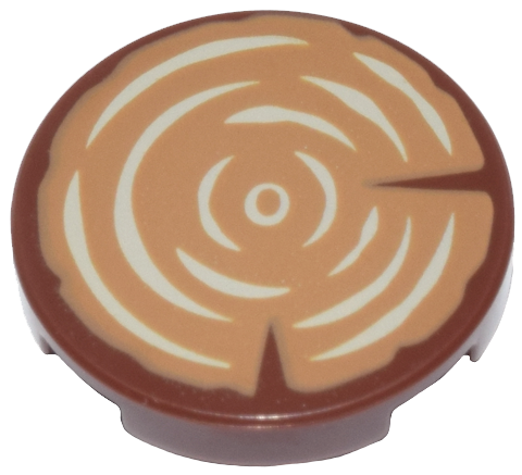 LEGO® Tegel Rond met Motief Roodachtig Bruin 14769pb196