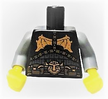 Plaatje in Gallery viewer laden, LEGO® los onderdeel Lijf met Motief Zwart 973pb0937c01